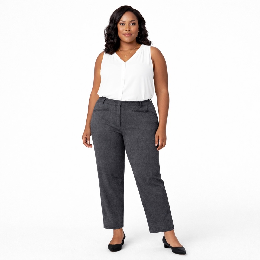 ST JOHN’S BAY Gray Straight Leg Stretch Pants 18W Plus Size